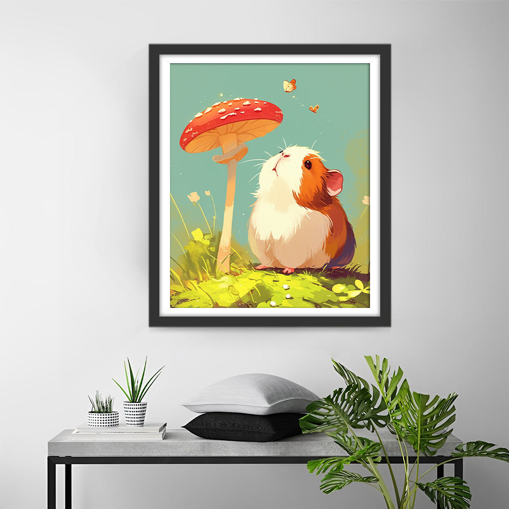 Cartoon Het Hamstertje onder de Paddenstoel Diamond Painting