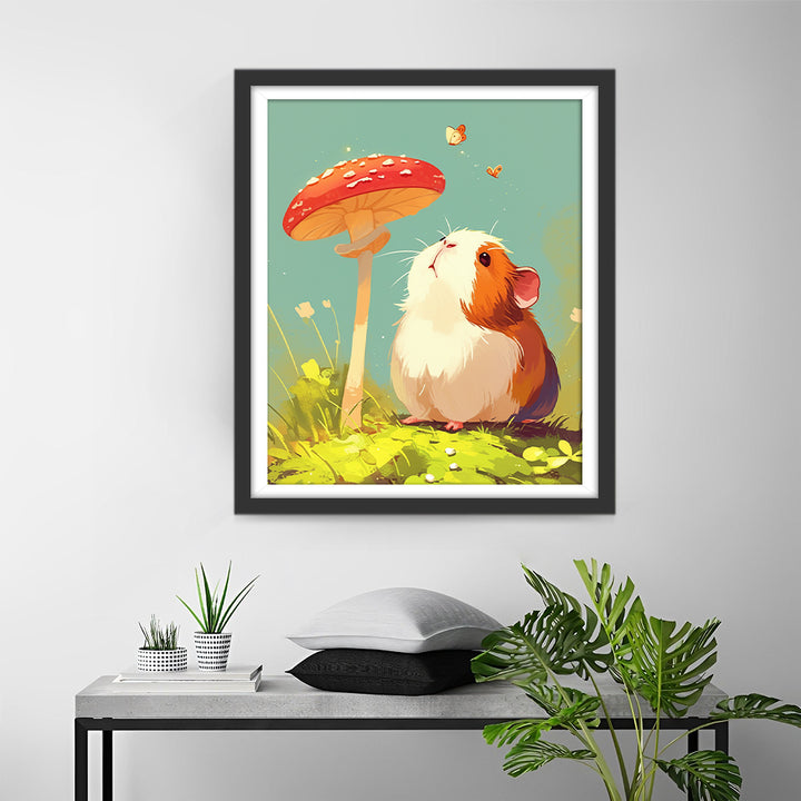 Cartoon Het Hamstertje onder de Paddenstoel Diamond Painting