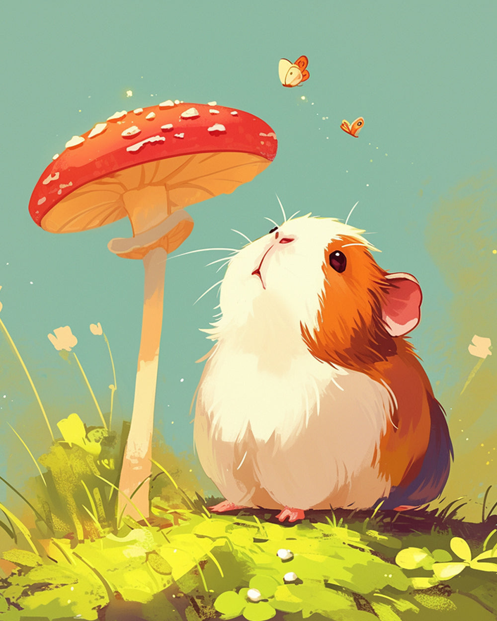 Cartoon Het Hamstertje onder de Paddenstoel Diamond Painting