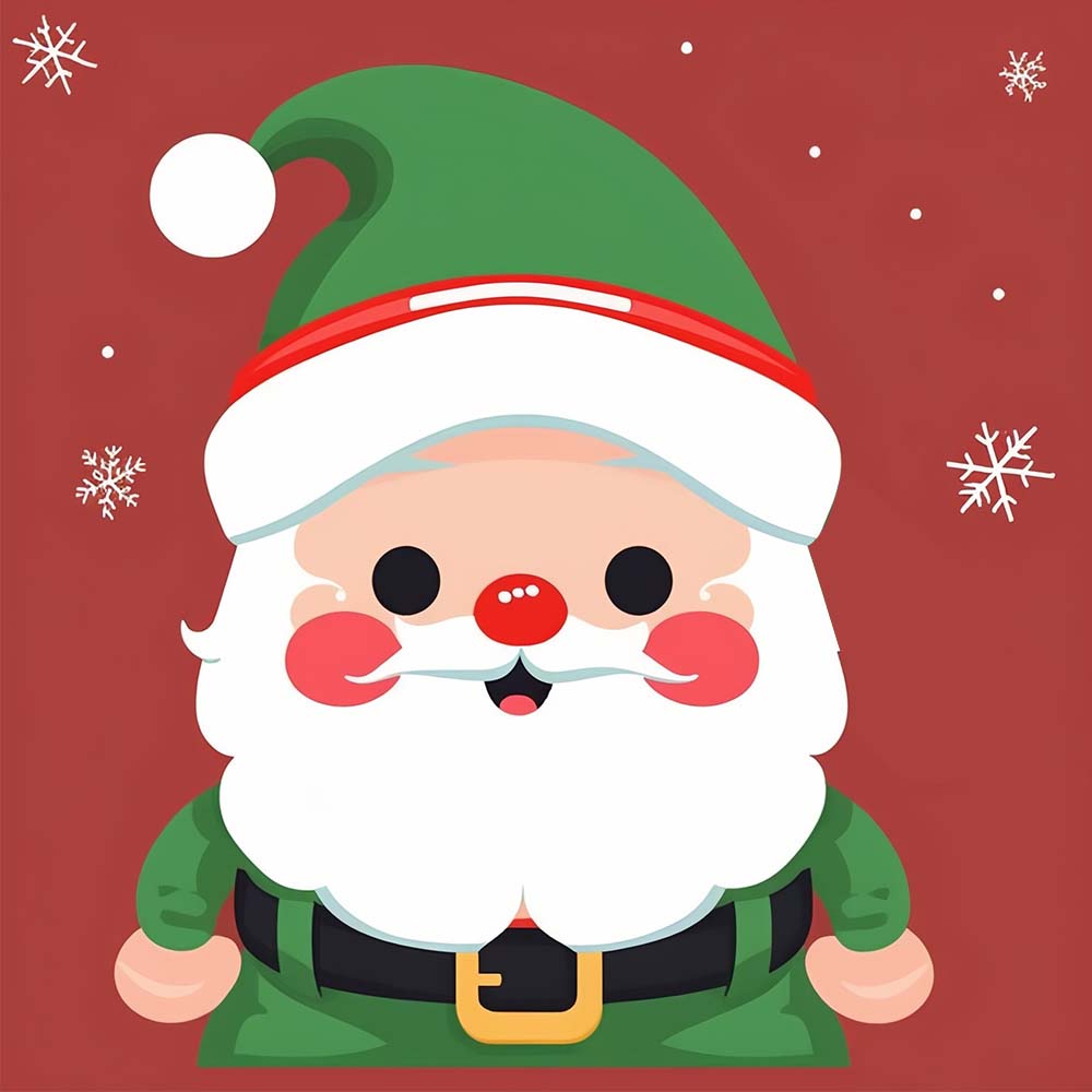 Cartoon Kerstman in Groene Kleding Diamond Painting