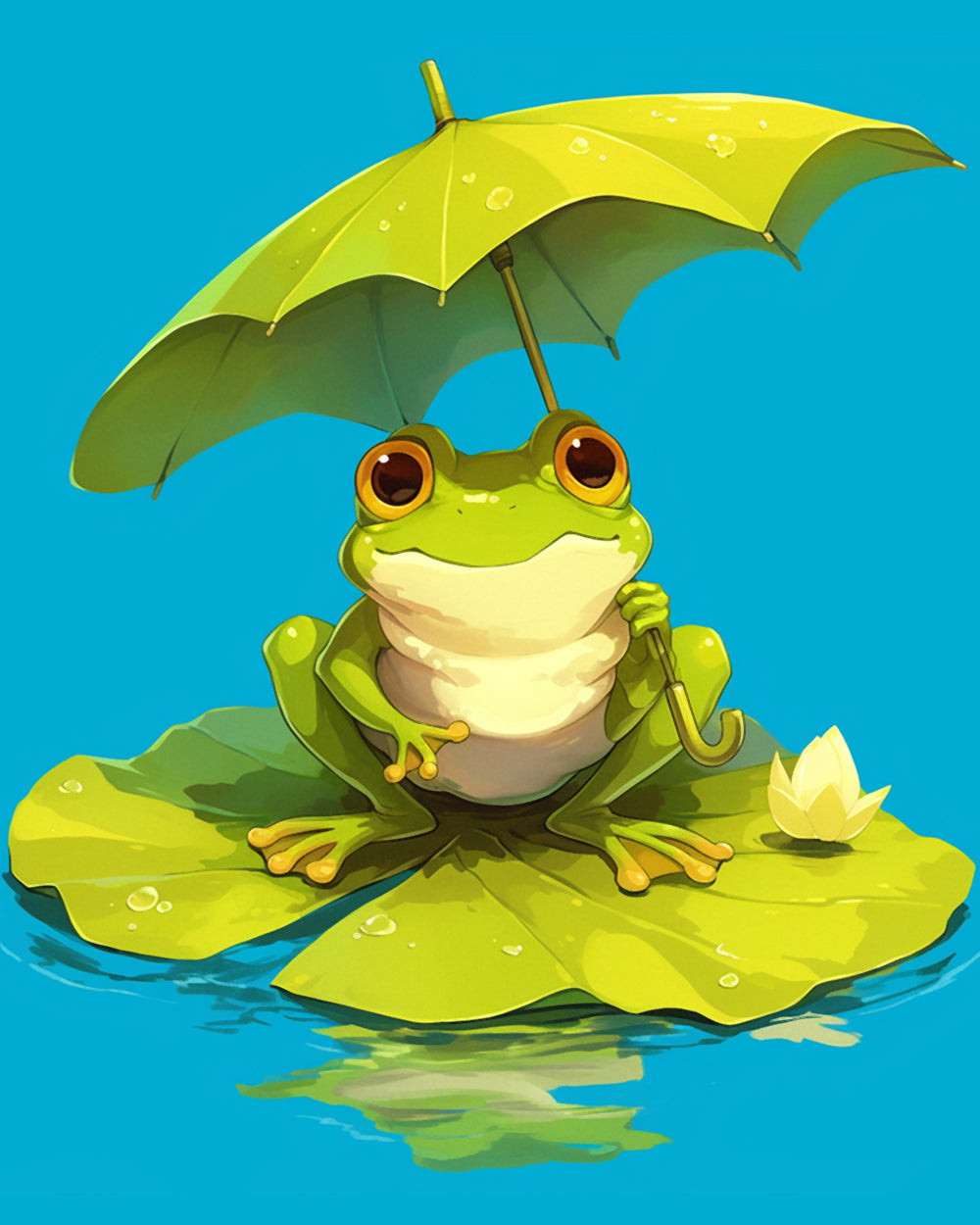 Cartoon Kikker met Paraplu Diamond Painting