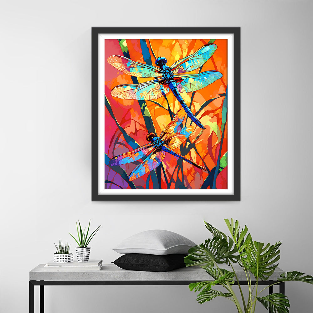 Cartoon Kleurrijke Libellen Diamond Painting