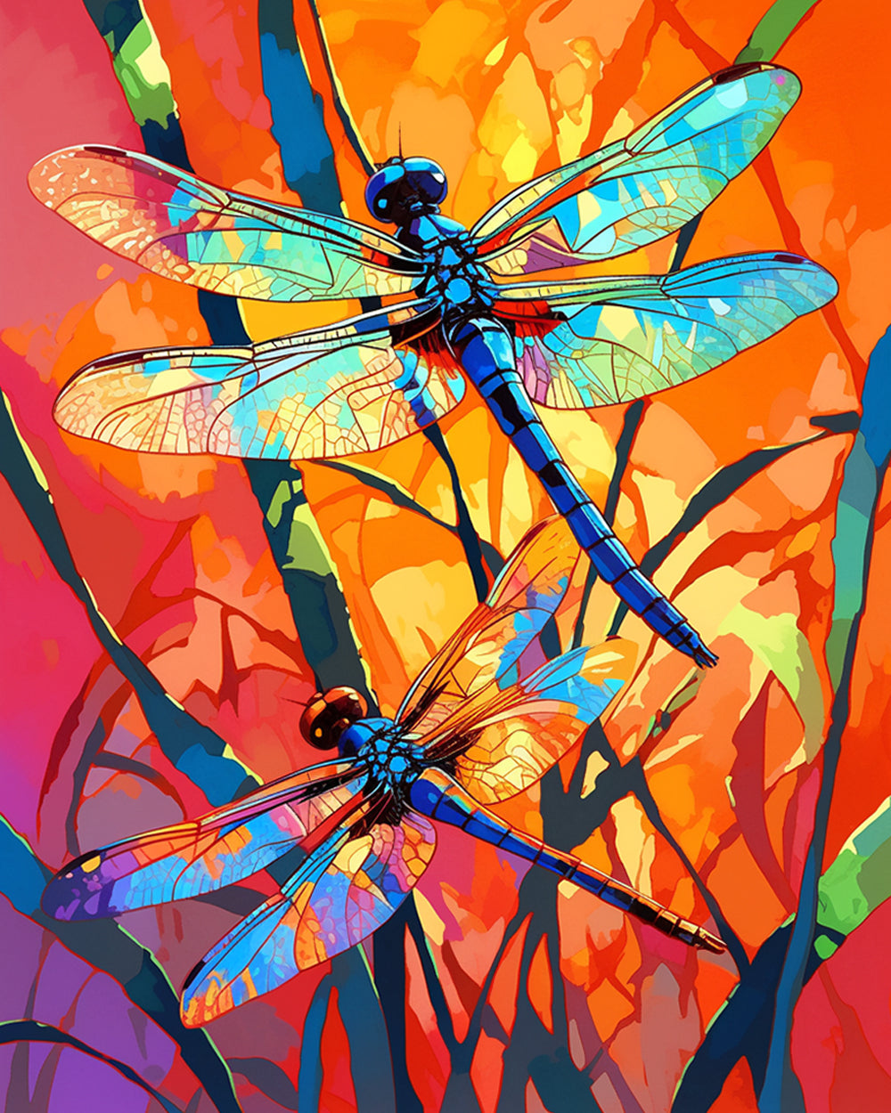Cartoon Kleurrijke Libellen Diamond Painting