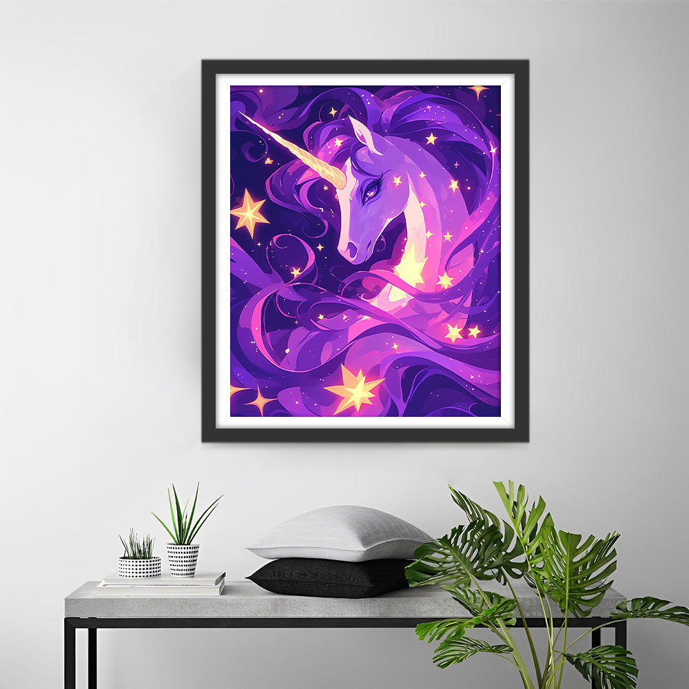 Cartoon Paarse Eenhoorn Diamond Painting