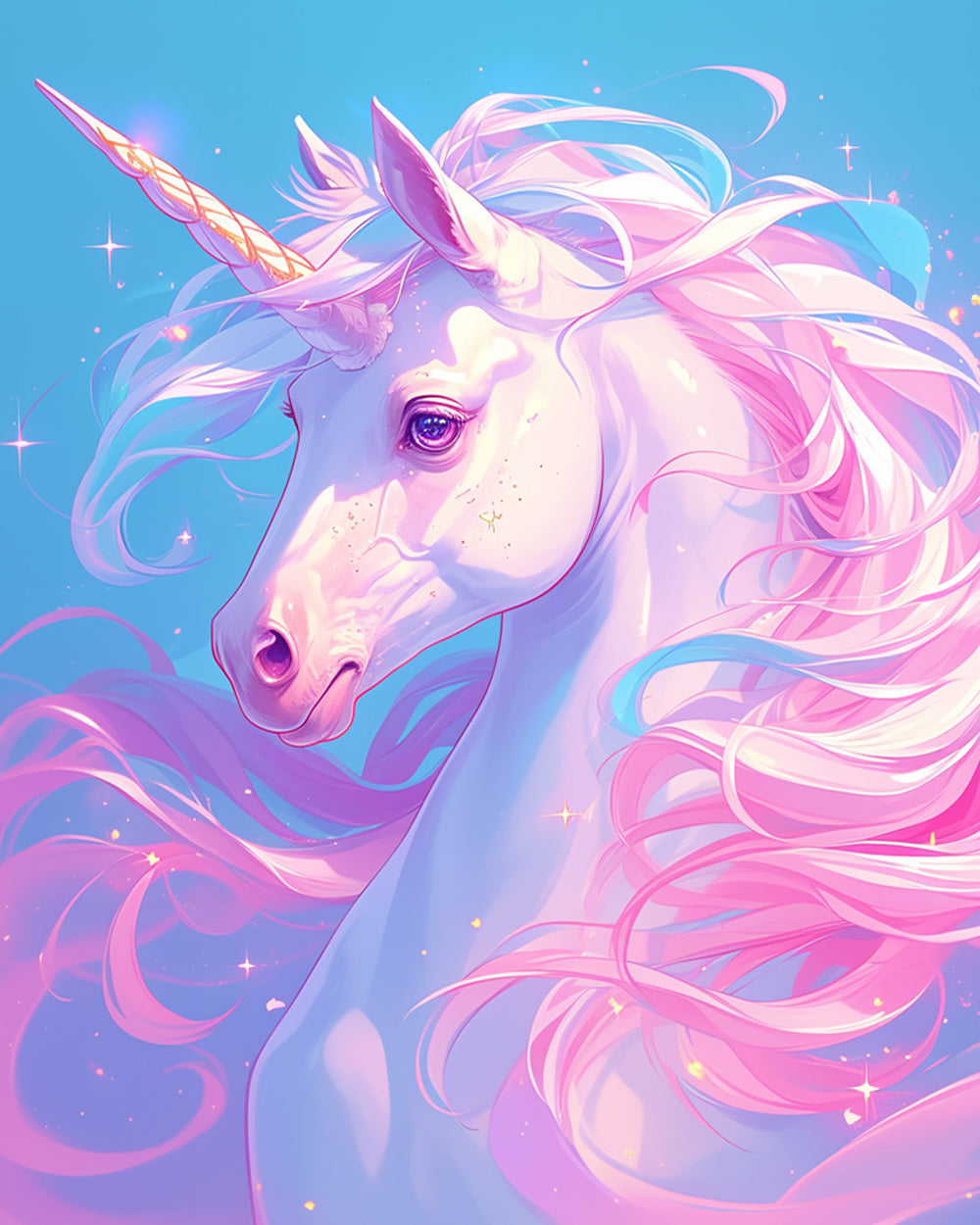 Cartoon Roze Eenhoorn Diamond Painting