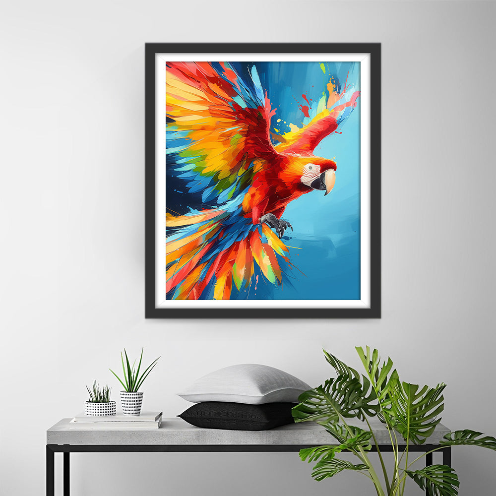 Cartoon Vliegende Papegaai Diamond Painting