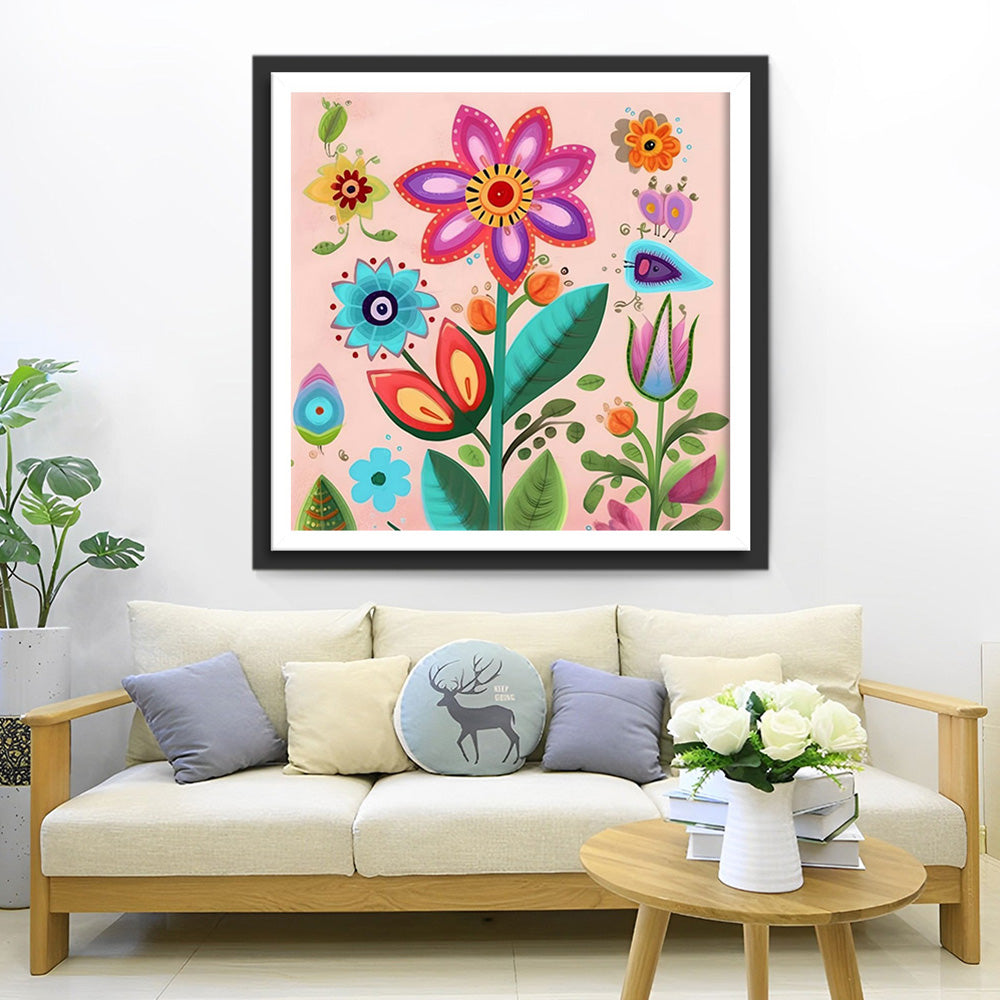 Cartoonbloemen Diamond Painting