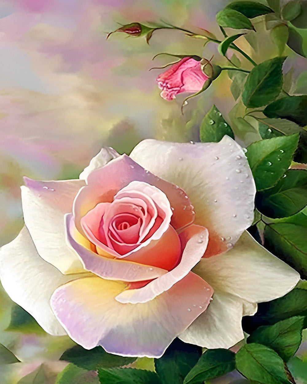 Champagneroos en Knoppen Diamond Painting