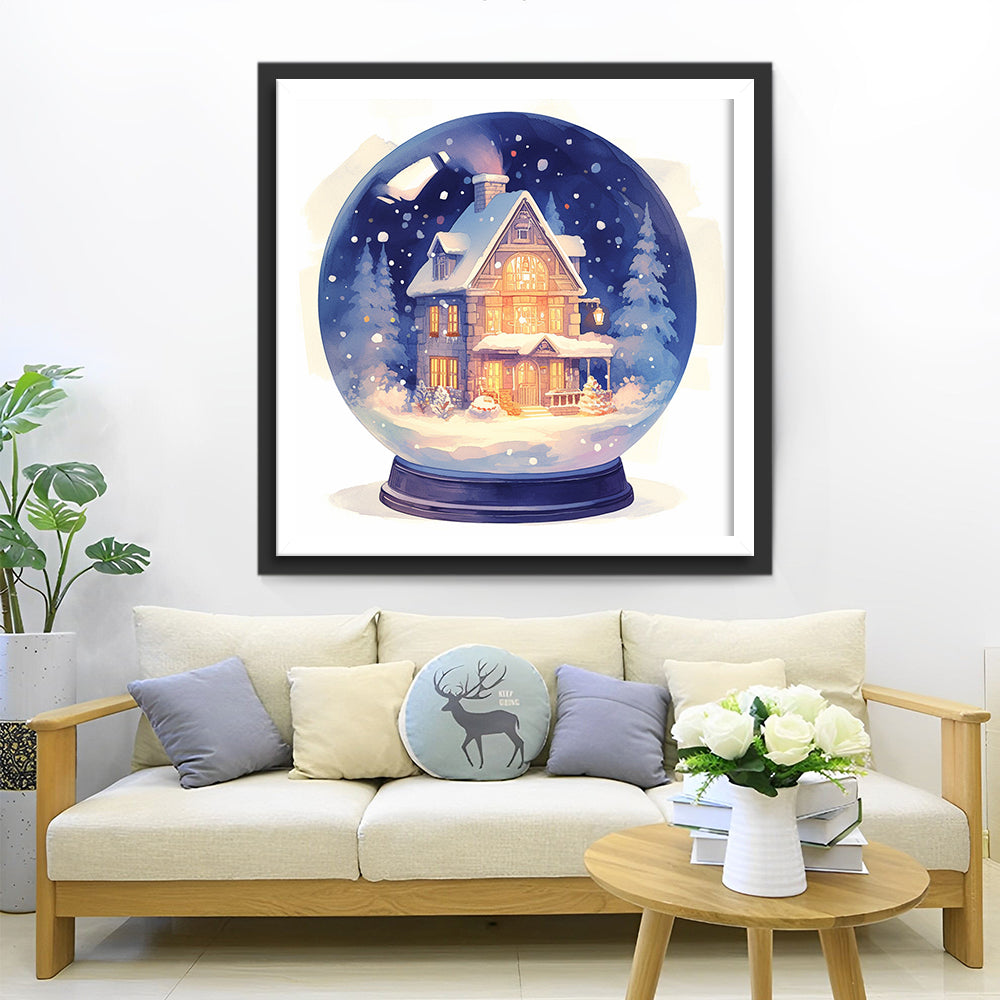 Charmante Huisje in de Sneeuwbol Diamond Painting
