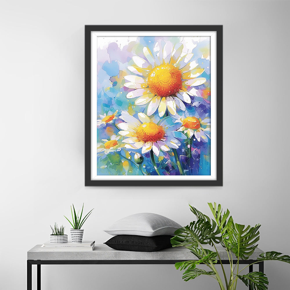 Chrysant in Olieverfstijl Diamond Painting