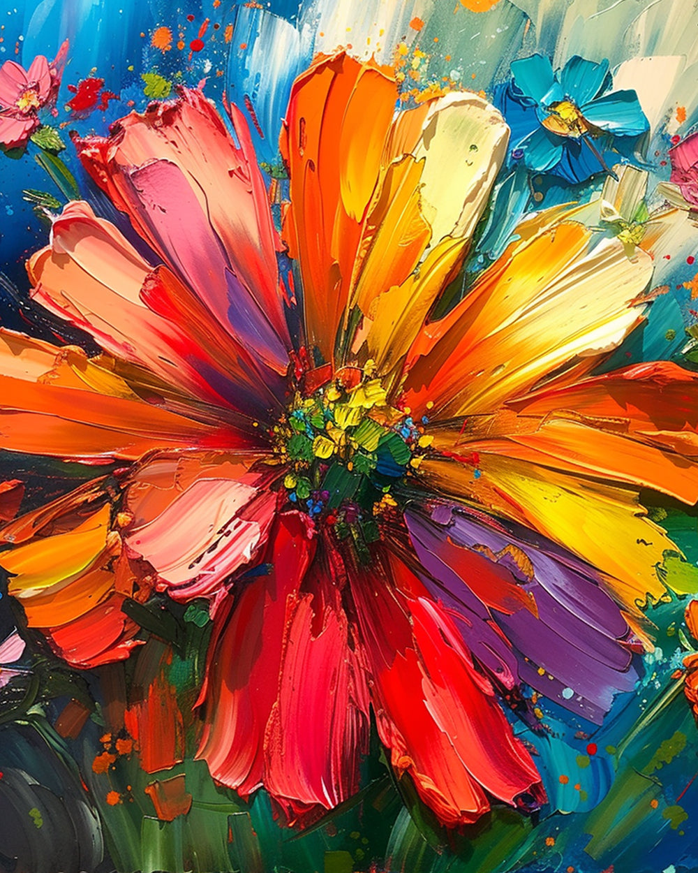 Chrysant in Olieverfstijl Diamond Painting