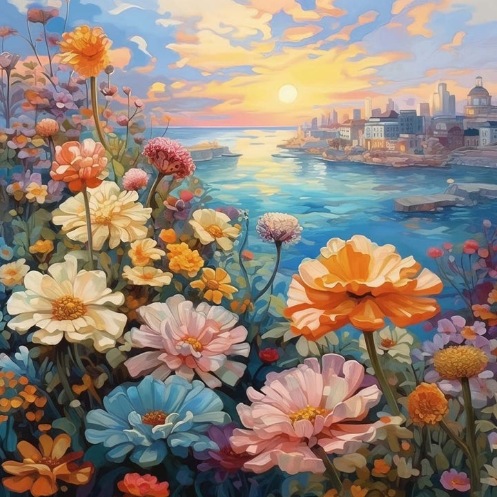 Chrysanten aan de Stadsrivier Diamond Painting