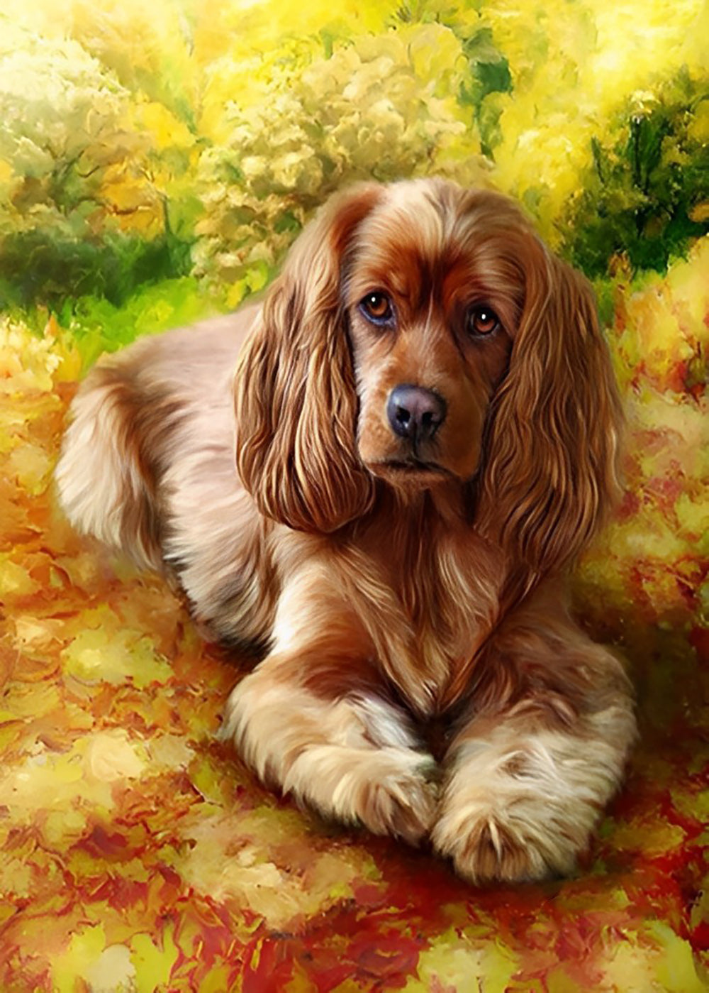 Cocker Spaniel op de Weide Diamond Painting