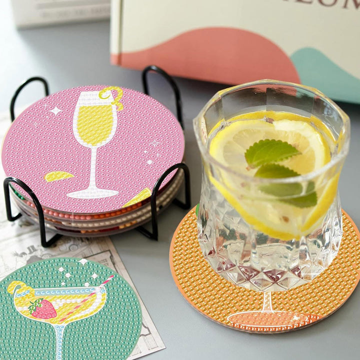 Cocktails in Verschillende Smaken Diamond Painting Onderzetters 8 Stuks