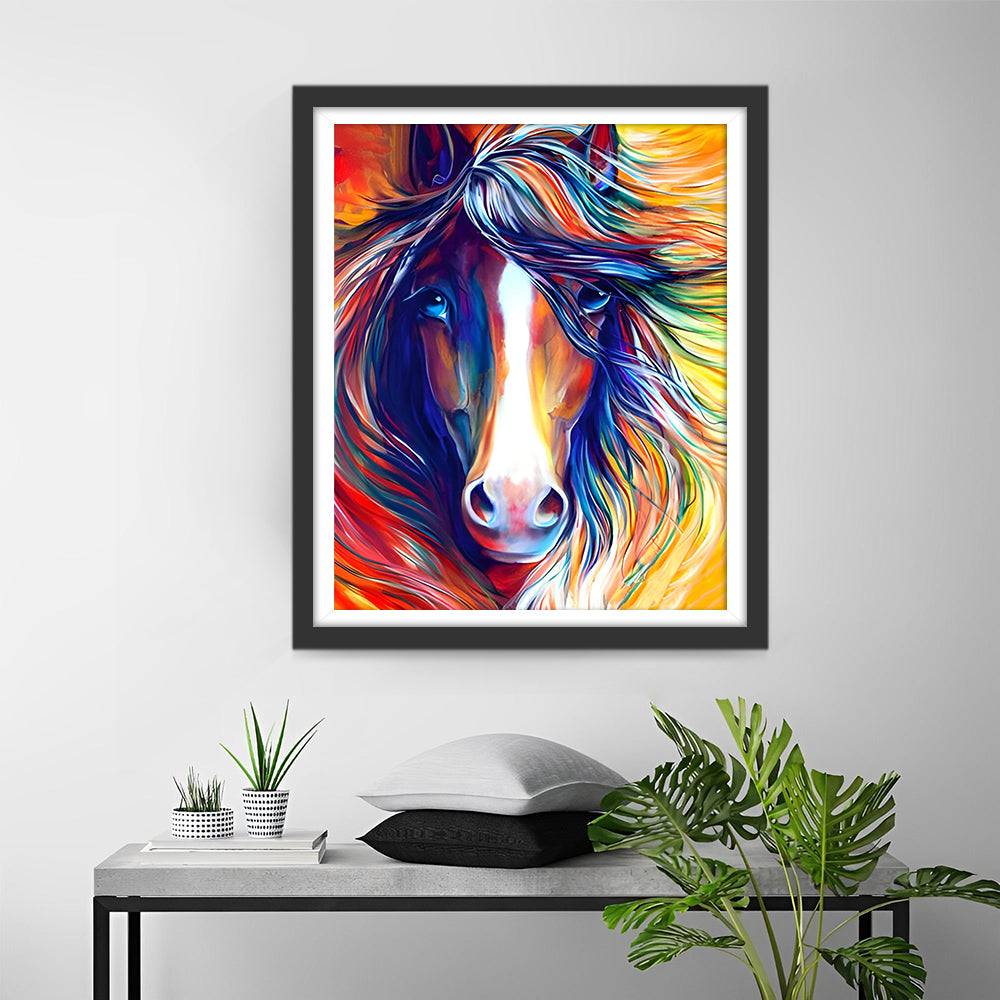 Coole Kleurrijke Paard Diamond Painting