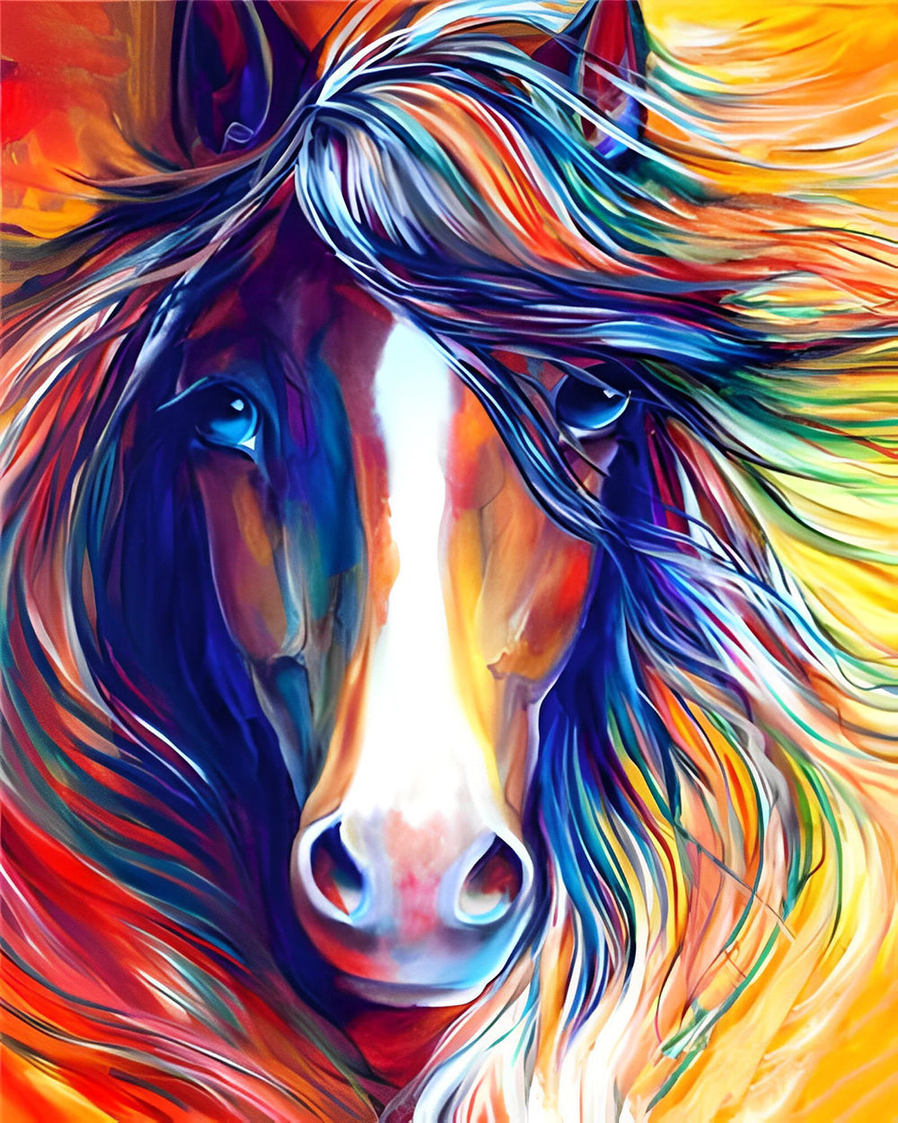 Coole Kleurrijke Paard Diamond Painting