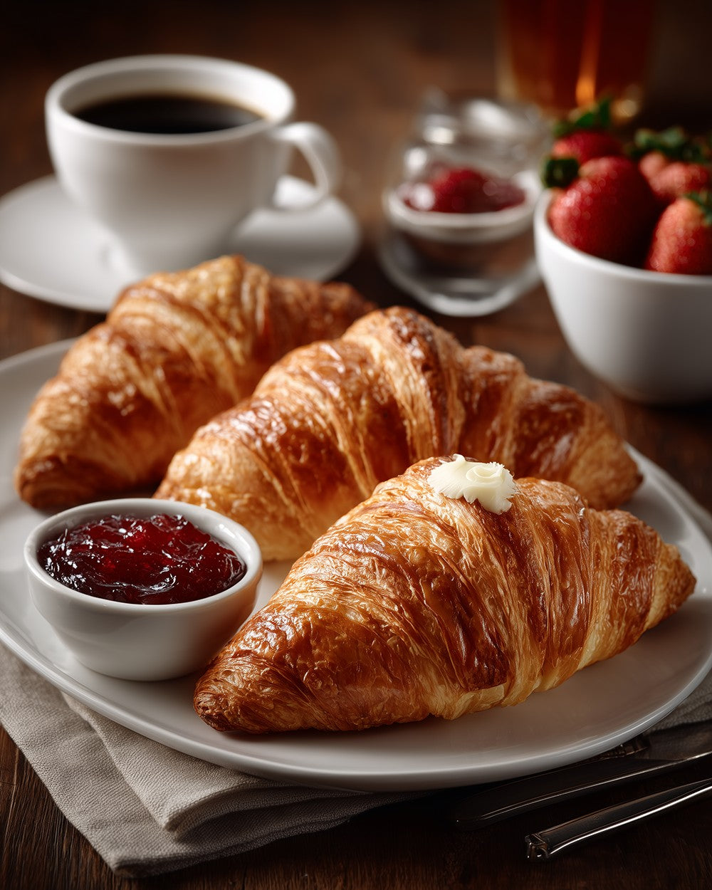 Croissant met Aardbeienjam Diamond Painting