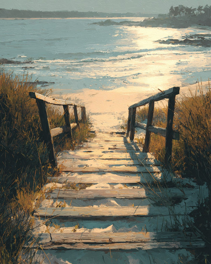 De Houten Promenade en Onkruid bij de Zee Diamond Painting