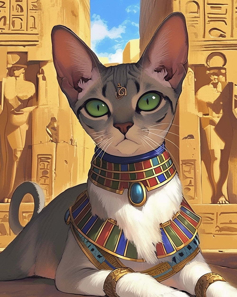 De Kat van Oud Egypte voor zijn Tempel Diamond Painting