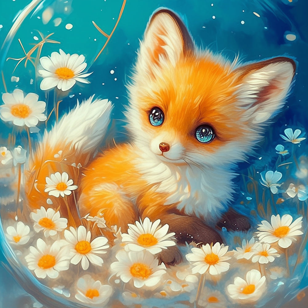 De Kleine Vos in de Madeliefjestruik Diamond Painting