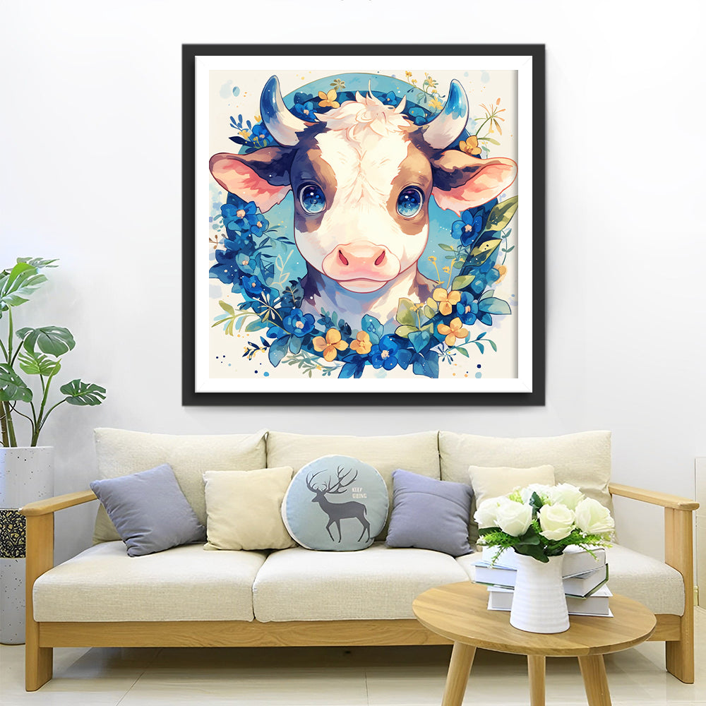 De Koe in de Blauwe Krans Diamond Painting