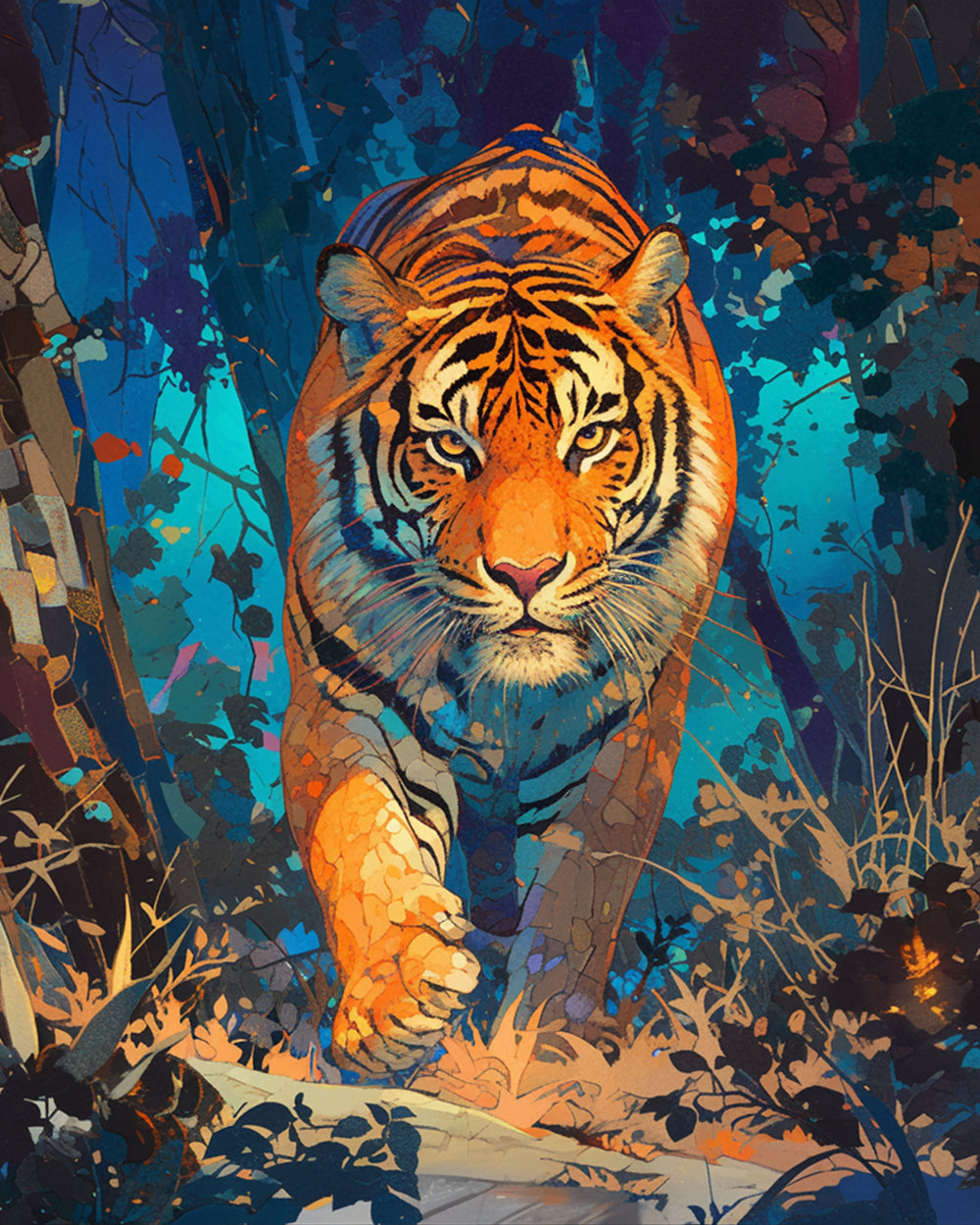 De Machtige Tijger in het Bos Diamond Painting