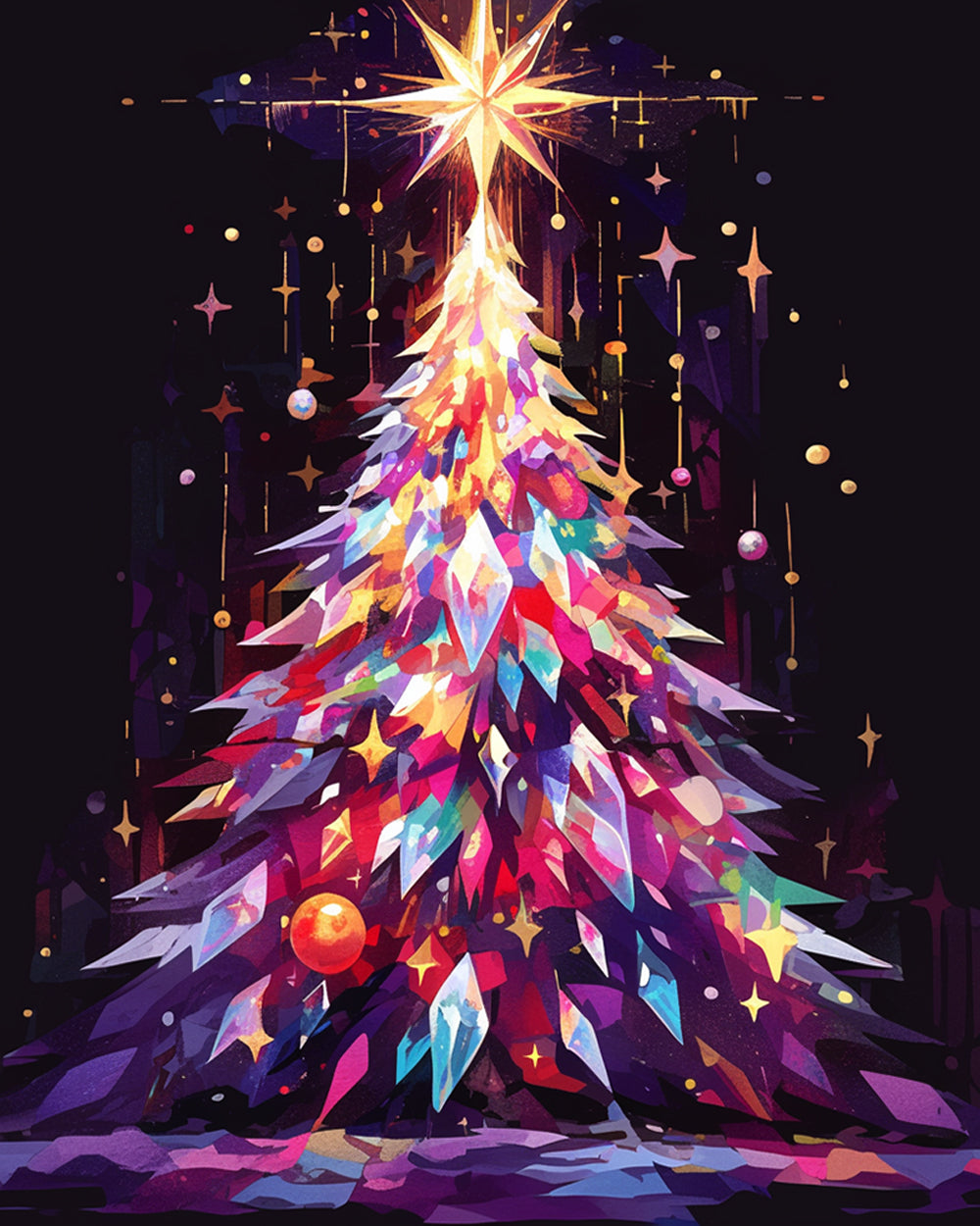 De Sprankelende Kerstboom vol Kleur en Licht Diamond Painting