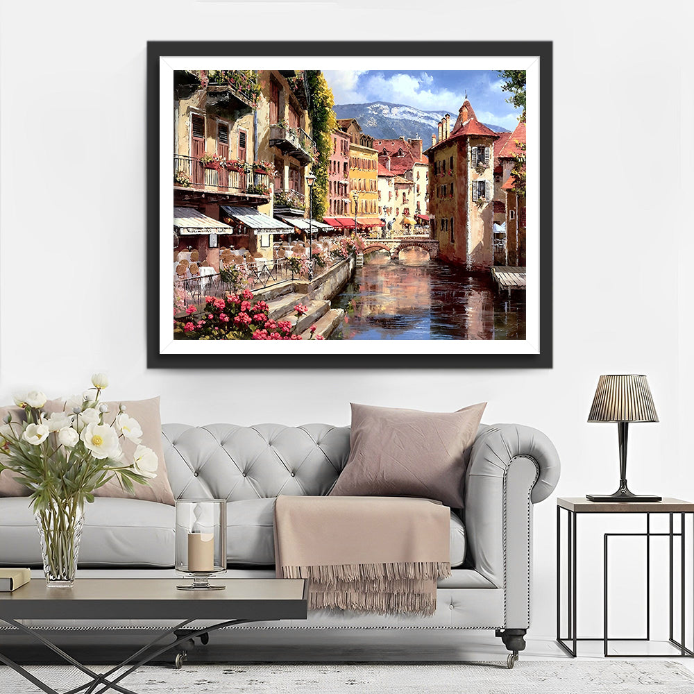 De Stad voor de Berg Diamond Painting