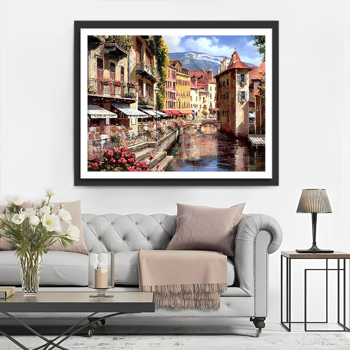 De Stad voor de Berg Diamond Painting