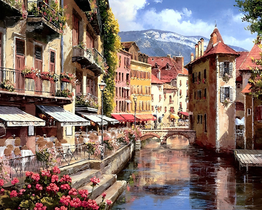 De Stad voor de Berg Diamond Painting