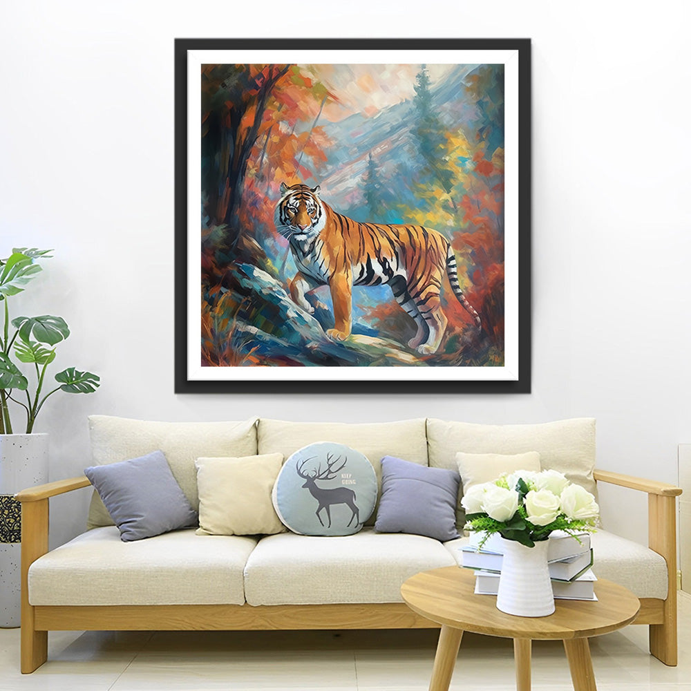 De Tijger op de Berg Kijkt Achterom Diamond Painting