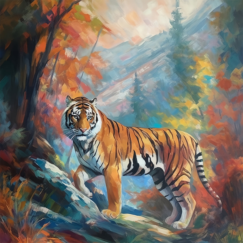 De Tijger op de Berg Kijkt Achterom Diamond Painting