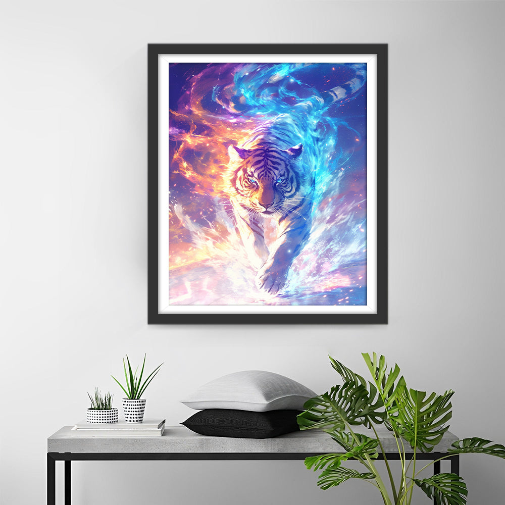 De Tijger van Ijs en Vuur Diamond Painting