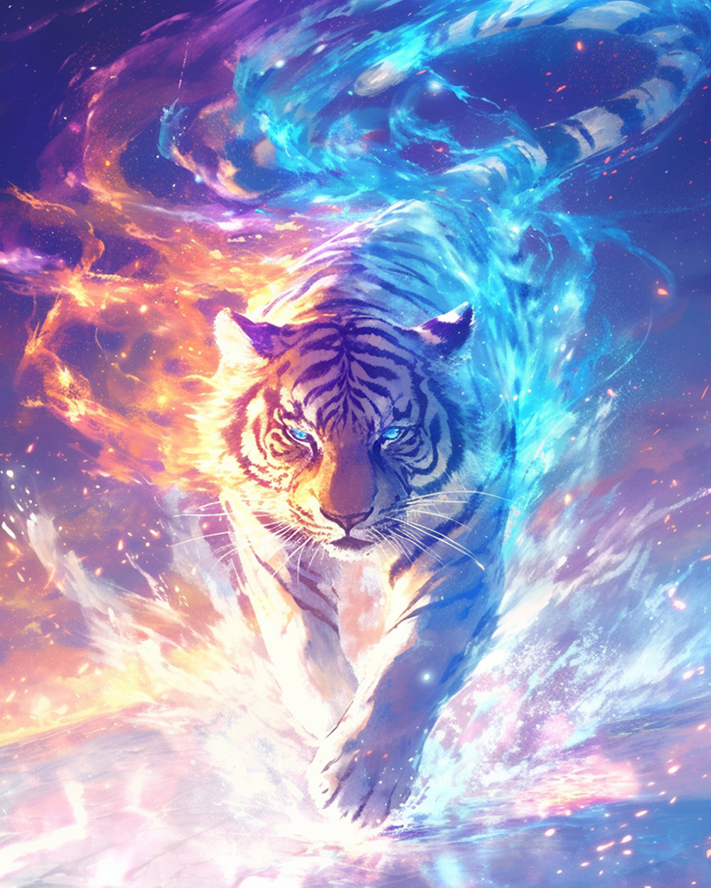 De Tijger van Ijs en Vuur Diamond Painting