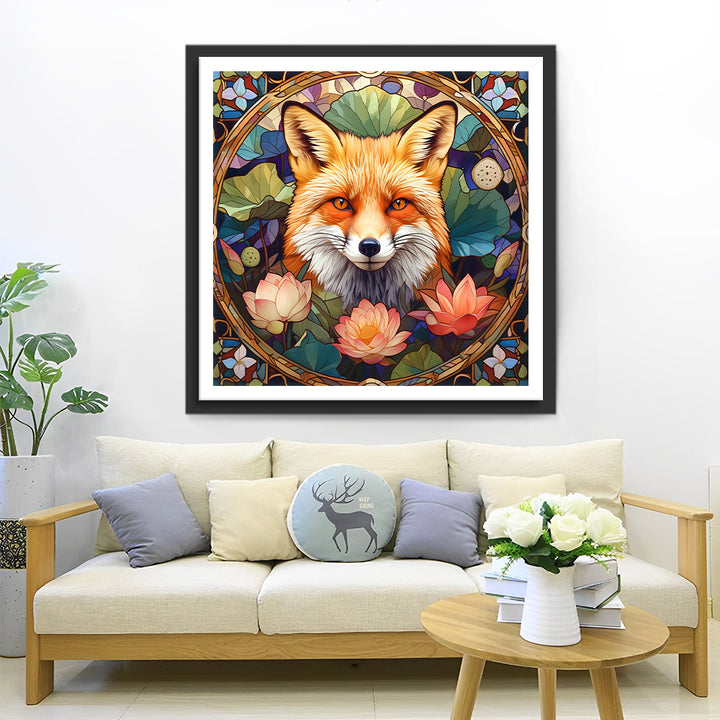 De Vos in de Lotusbloemen Diamond Painting