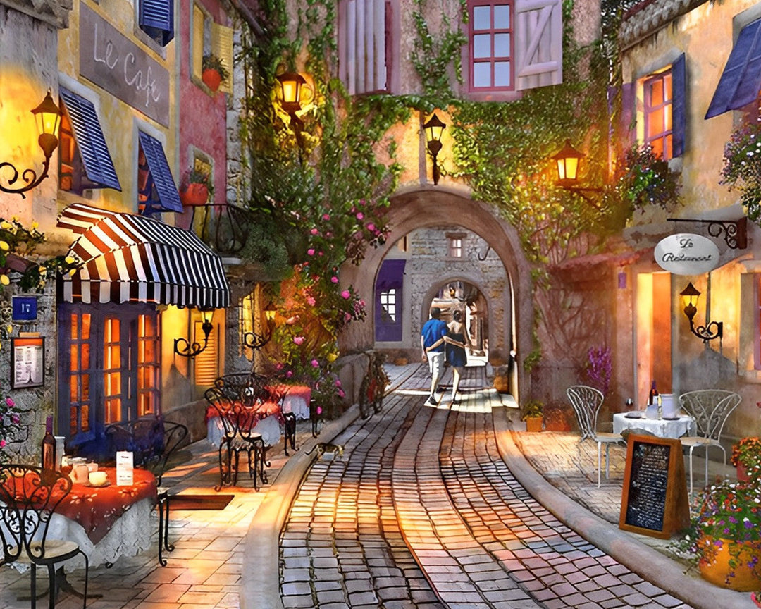 De Vredige Nacht van Europese Stad Diamond Painting