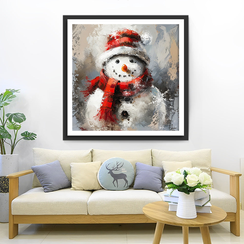 De Vrolijke Sneeuwpop Diamond Painting
