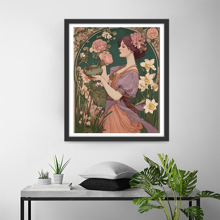 De Vrouw die de Theepot Vasthoudt Diamond Painting