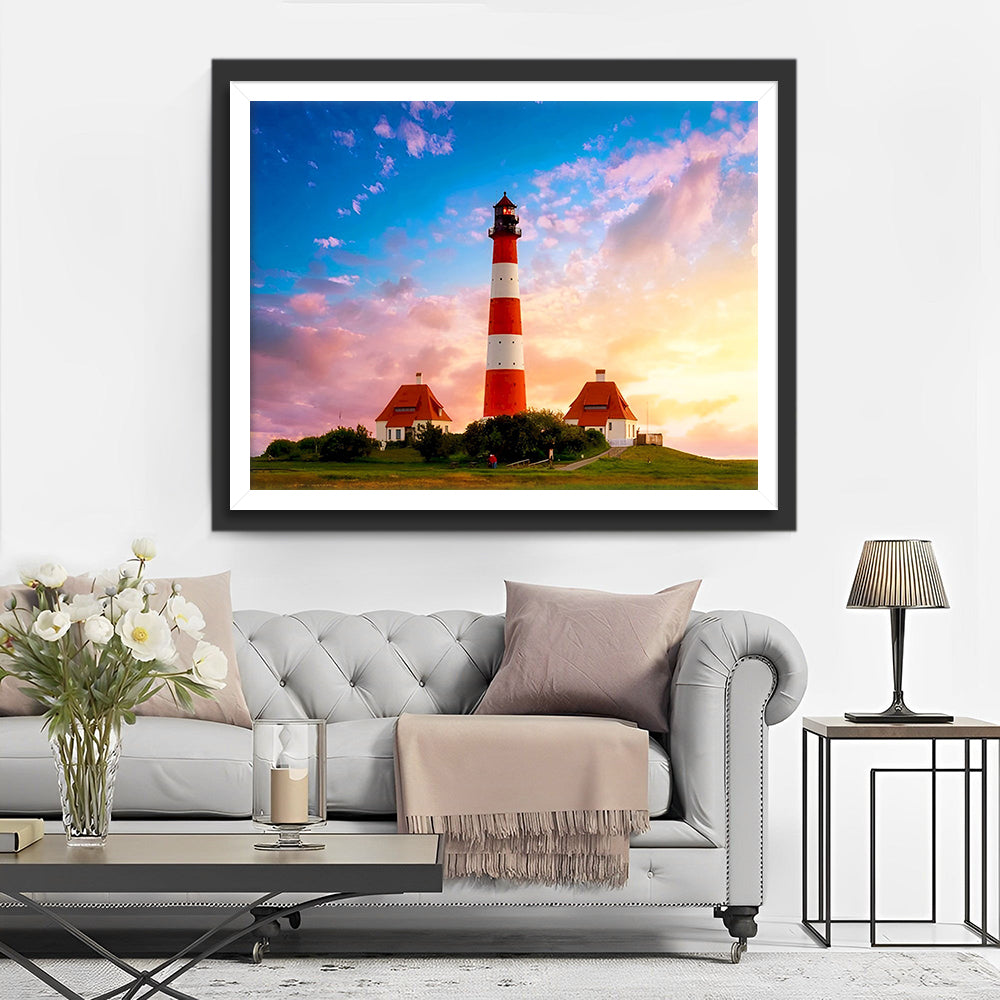 De Witte en Rode Vuurtoren Diamond Painting