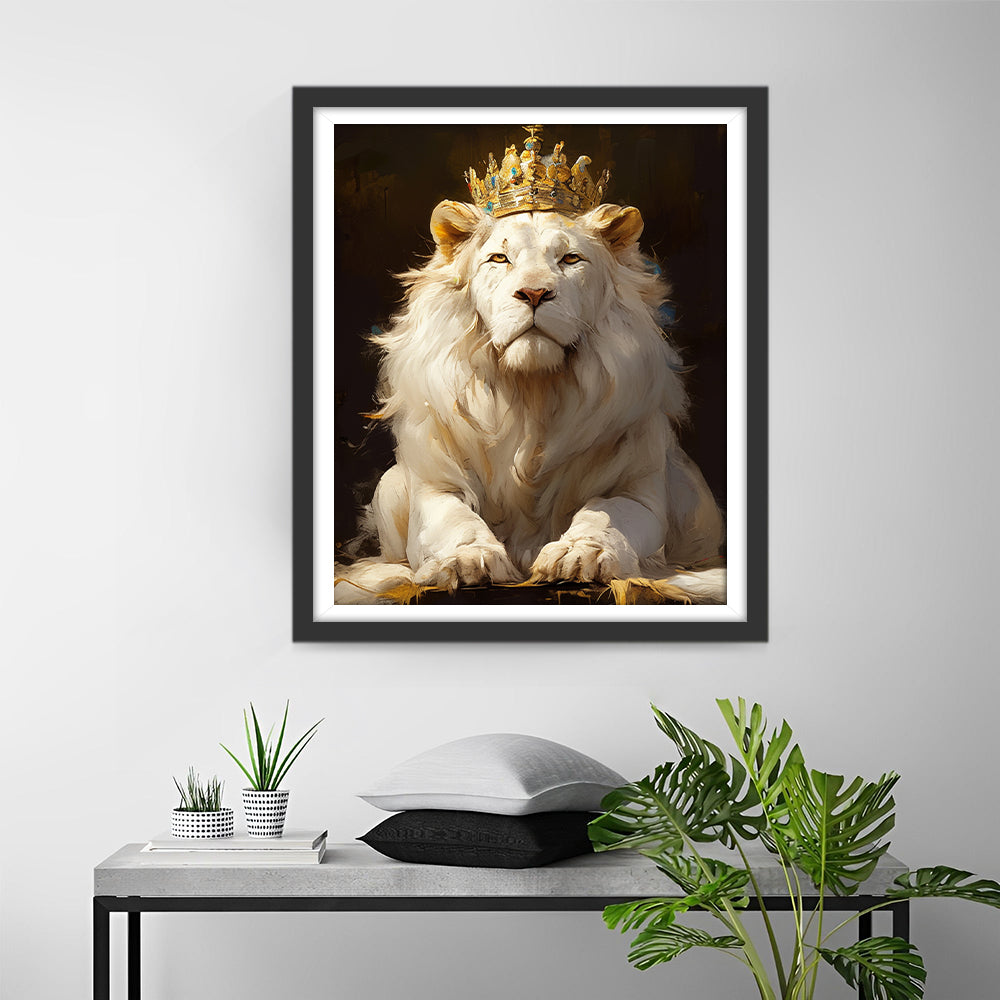 De Witte Leeuw met de Kroon Diamond Painting