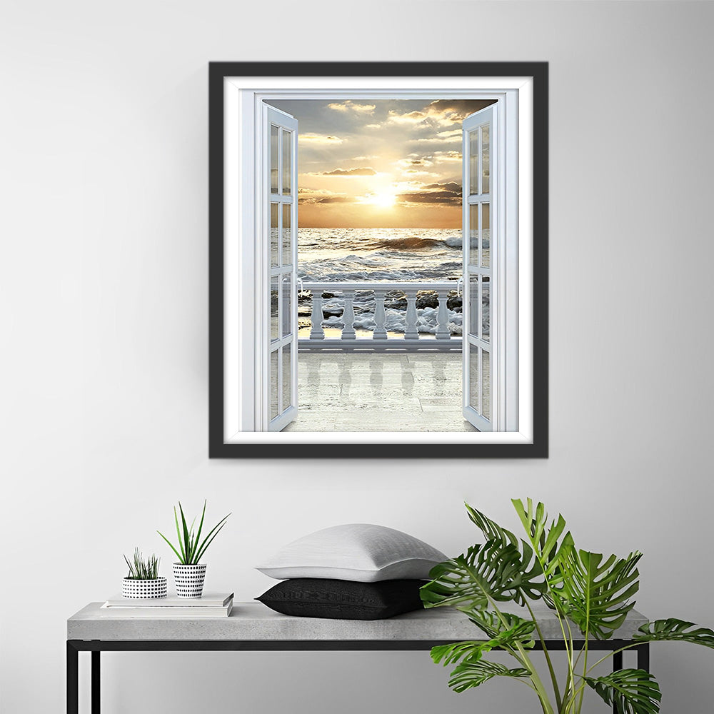 De Zee Buiten het Raam Diamond Painting