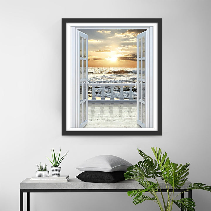 De Zee Buiten het Raam Diamond Painting