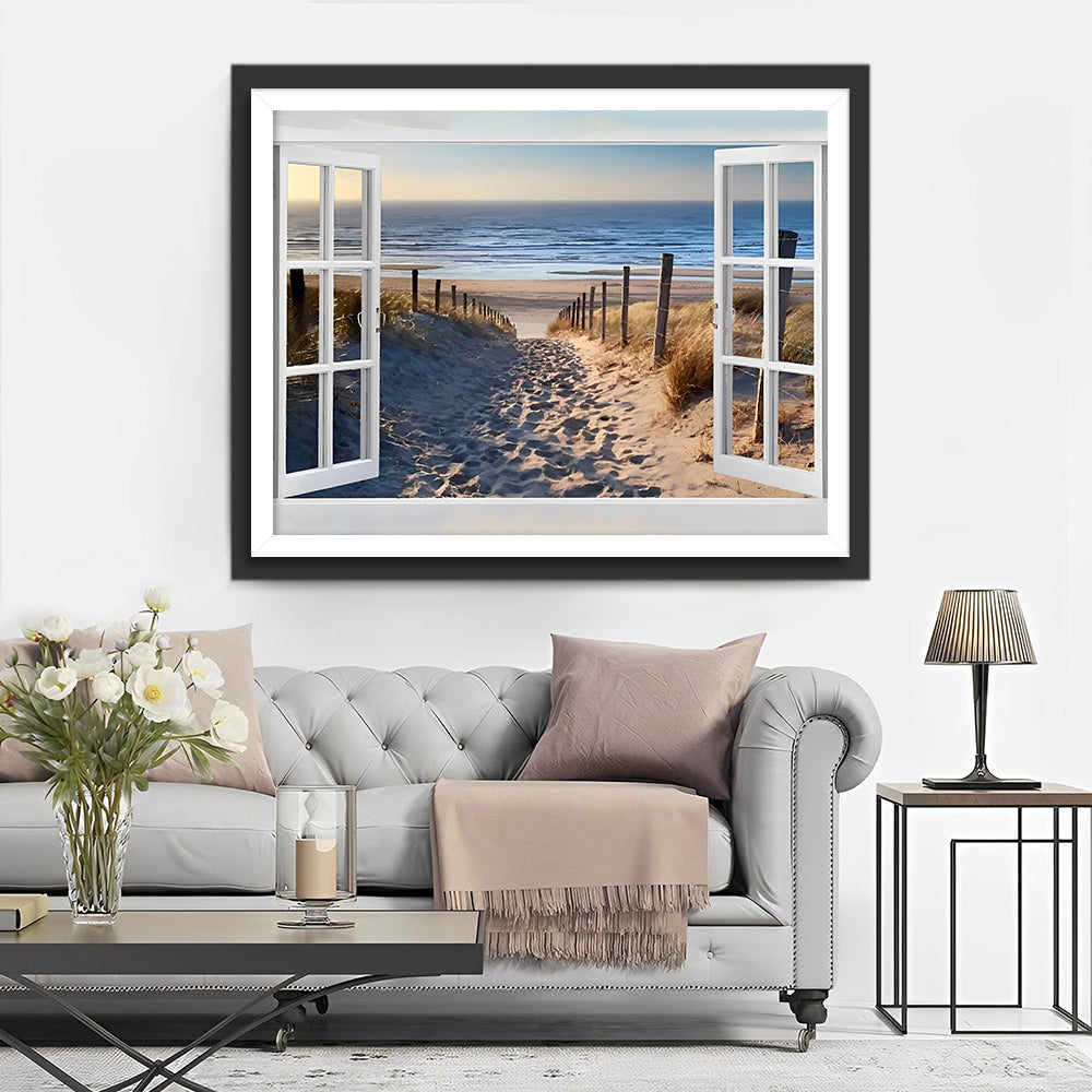 De Zee Buiten het Witte Raam Diamond Painting