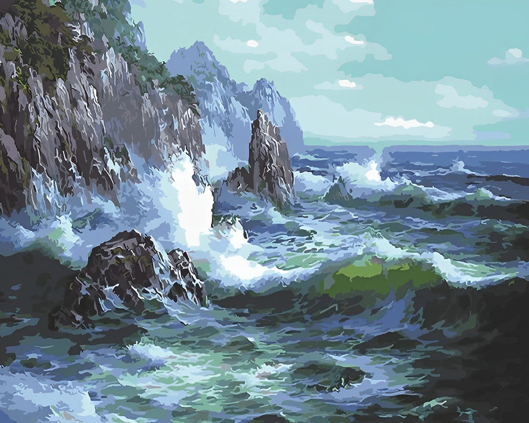 De Zee naast de Kliffen Diamond Painting