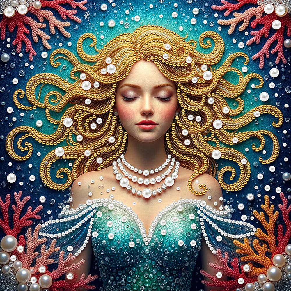 Diamond Painting | Parel Schilderij | Blonde Zeemeermin