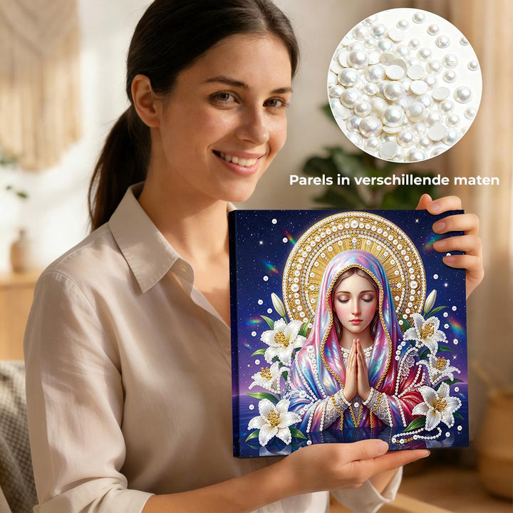 Diamond Painting | Parel Schilderij | De Heilige Maagd Maria en Lelies