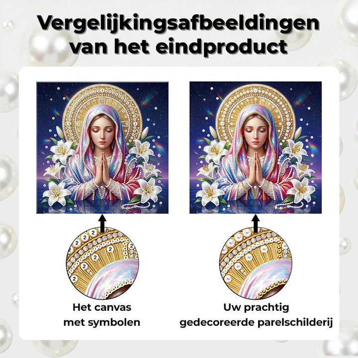 Diamond Painting | Parel Schilderij | De Heilige Maagd Maria en Lelies