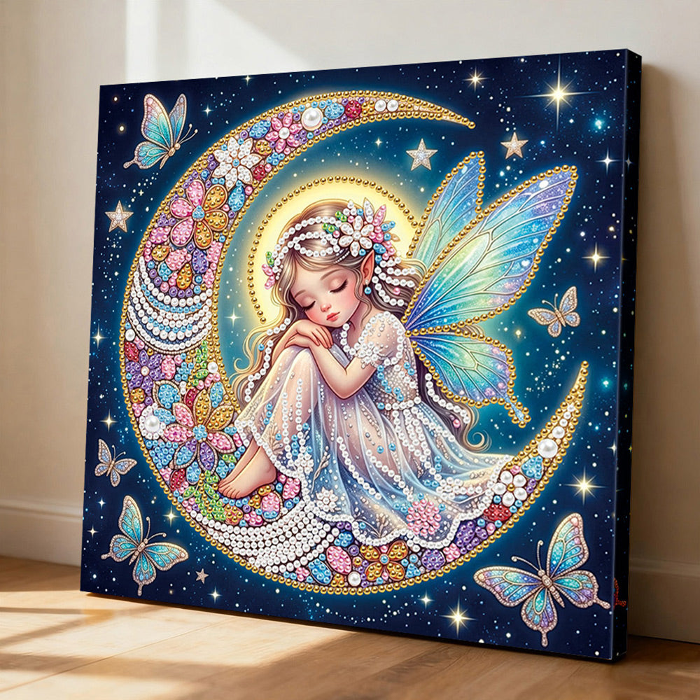 Diamond Painting | Parel Schilderij | De Vlinderfee op de Maan