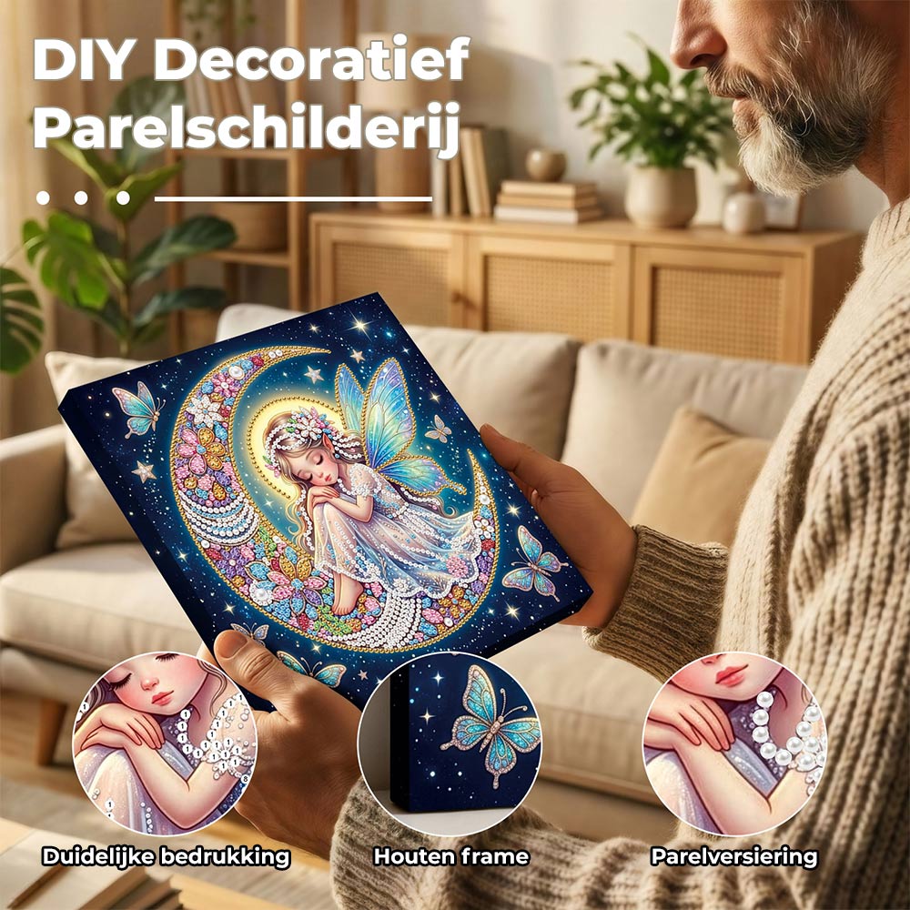 Diamond Painting | Parel Schilderij | De Vlinderfee op de Maan