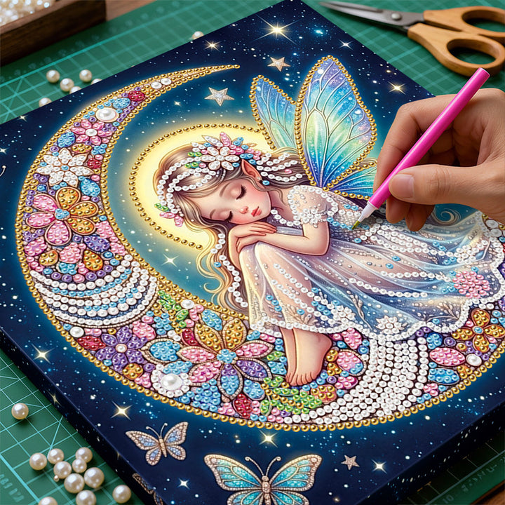 Diamond Painting | Parel Schilderij | De Vlinderfee op de Maan